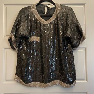 Vintage fully beaded sequin 100% silk evening wear top